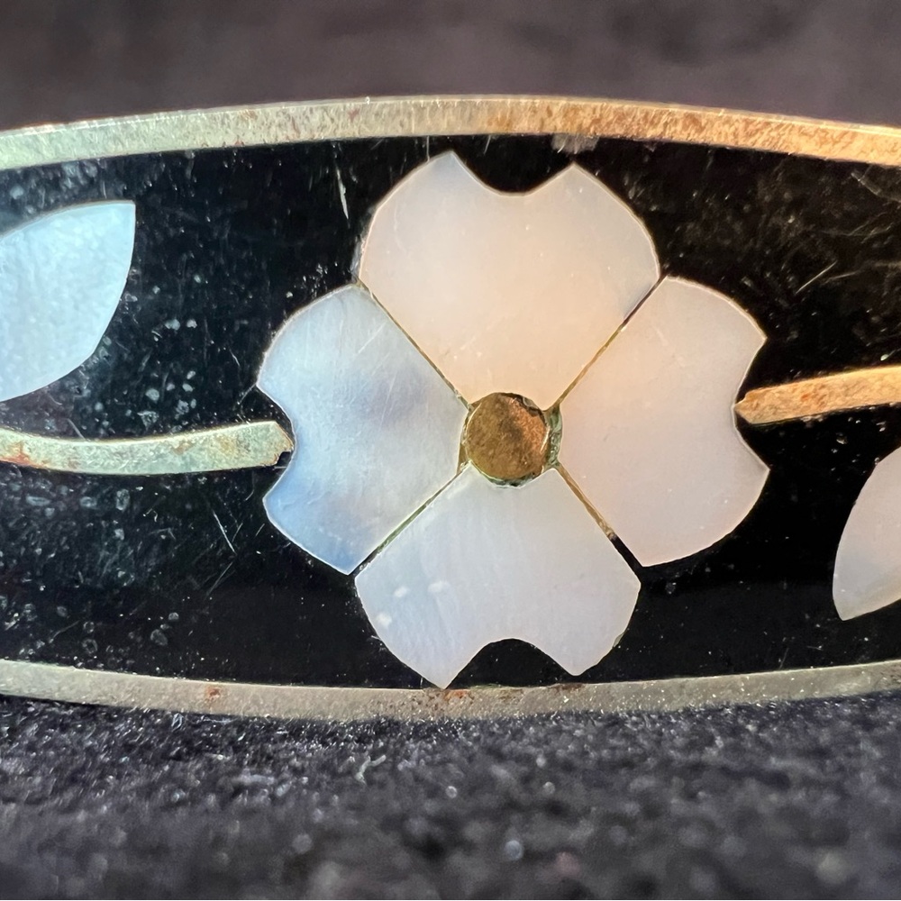 Alpaca Mexico Silver Colored Inlay Hair Barrette 3" - Picture 2 of 10